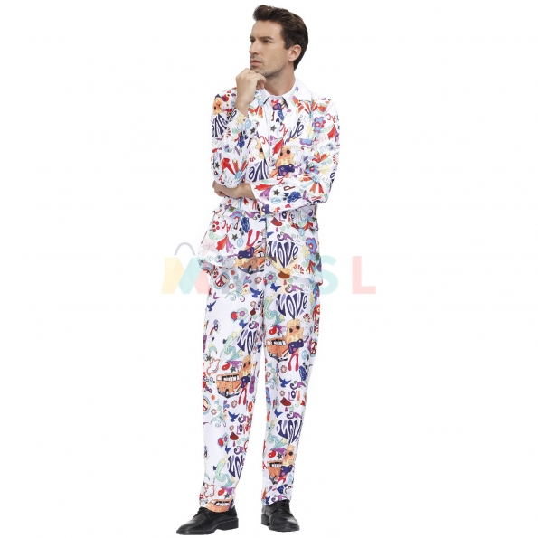 コスプレ スーツ 人気 通販 ハロウィン 男 肌に優しい ロックンロール  花柄 長袖